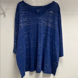 Catherines Royal Blue Textured Long Sleeve Top